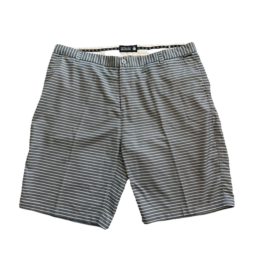 Tattoo Golf Performance Shorts Grey With White‎ Stripes Size 42